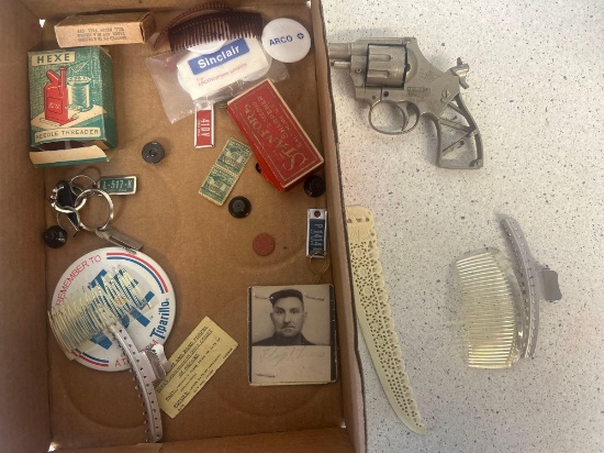 starter pistol, pins, hair items, and more collectible antiques