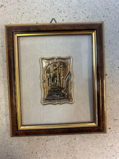 sterling silver plaque in frame, Italian