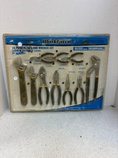 Tools, wrench set, pliers, new old stock