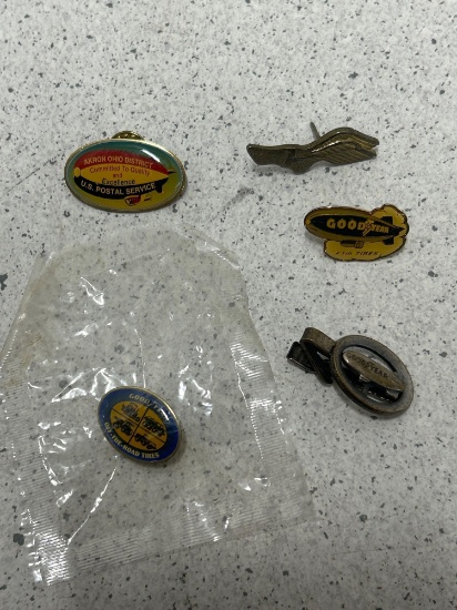 Goodyear lapel pins and blimp tie clip