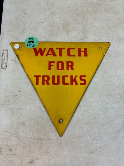 Metal watch for trucks triangular sign