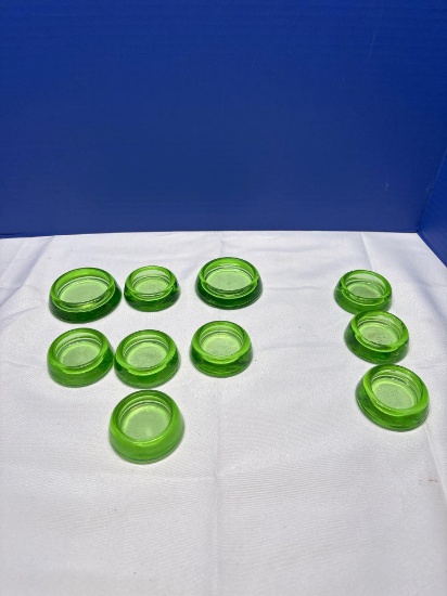 Vintage Hazel, Atlas uranium glass furniture coasters