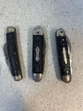 3 vintage camping pocket knives