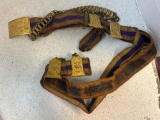 antique Odd fellows sword belt with belt buckle, and sword hangers