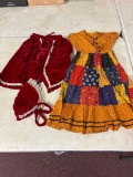 Antique childs Prairie dress, cape and bonnet