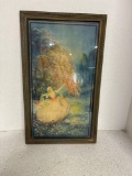 vintage framed print signed Eugene Poujol