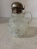 Antique glass syrup picture with metal lid
