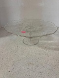 Vintage etched glass cake stand