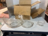 vintage punch bowl set, white leaves