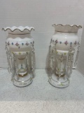 pair of Victorian cased, glass lusters