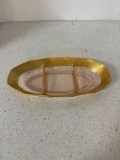 Pink depression glass serving tray