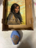 native American signed painting and pottery