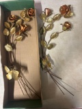 hanging metal brass and copper roses floral decoration