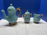 Cameron clay products, cabbage roll three-piece tea set