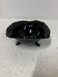 L.E. Smith Glass Black Amethyst 3-Footed Bowl