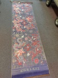 Asian wall hangings, one silk, two paper