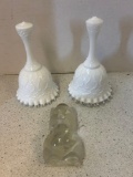 2 fenton Spanish lace silver crest bells, and Viking pig