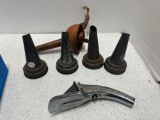1926 master oil jar spouts, combination oil can opener and funnel, oil can opener spout combination