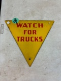 Metal watch for trucks triangular sign