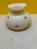 Hand-painted glass, light shade, pink rosebuds