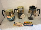 3 vintage Maxwell percolators
