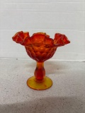 Fenton Amberina Thumbprint candy dish