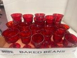 17 Fostoria Argus ruby goblets, wines and champagnes