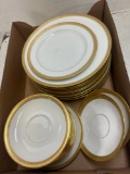 24 pieces, gold encrusted dinnerware, some Haviland
