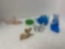 Fenton bluebird figures, glass shoe, green glass frog, etc