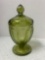 imperial art glass green covered candy jar