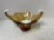 Murano art glass amber and white candy dish