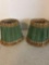 Antique pair of green silk and lace lampshades