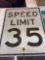 Speed limit 35 steel sign