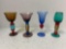set of 4 MCM colored glass cordial glasses
