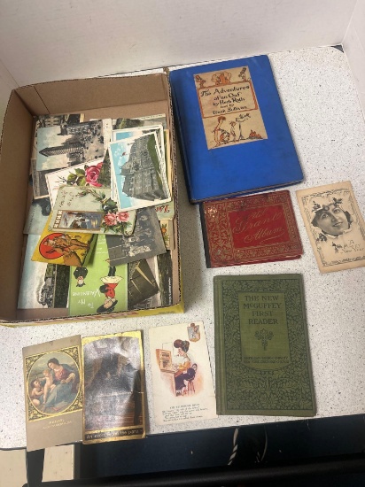 vintage postcards and books