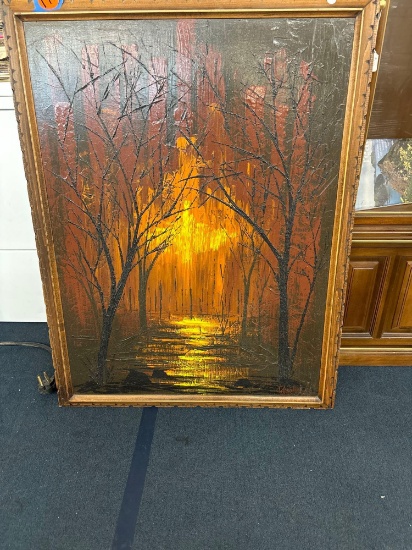 Mid-century textured artwork, Signed
