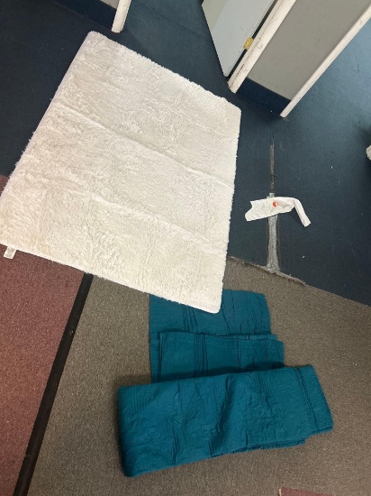 White soft area, rug, and blue green set