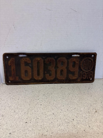 1918 Ohio auto license plate