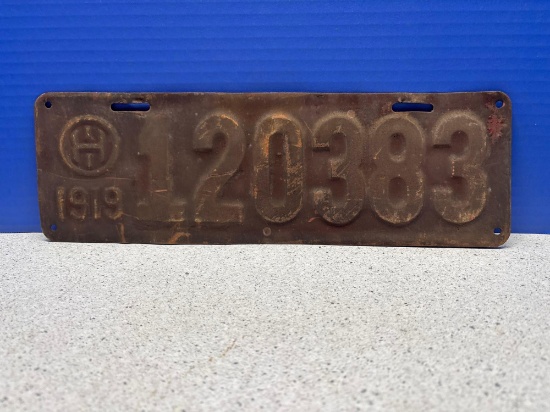1919 Ohio license plate