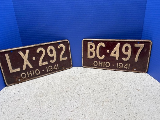 Two 1941 Ohio license plate