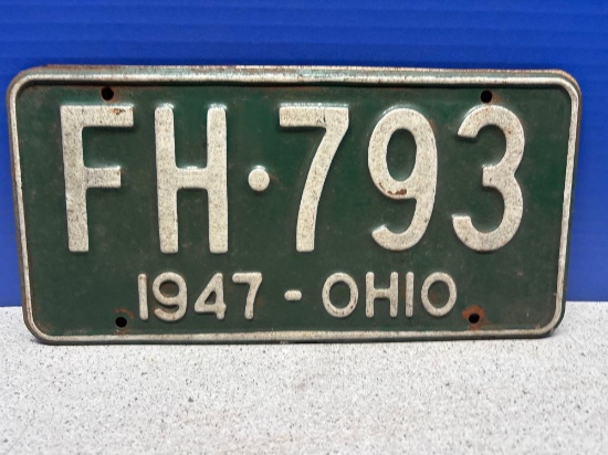 1946 and 1947 Ohio license plate plates