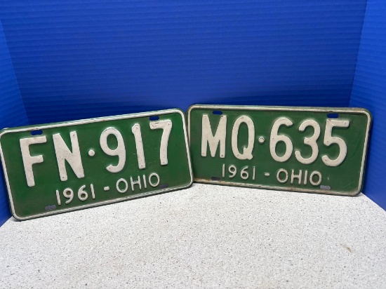 Two 1961 Ohio license plates