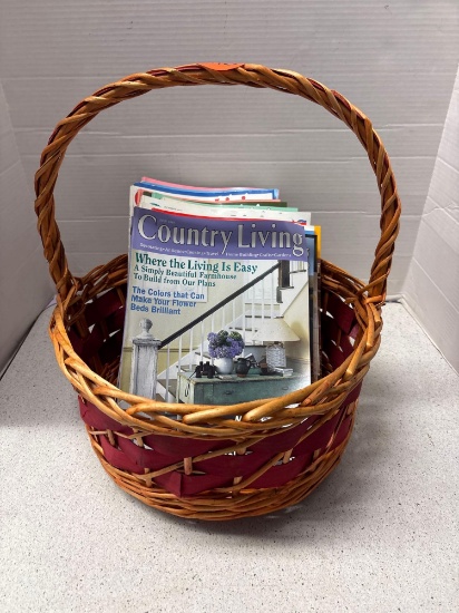 20 1990s country living magazines in basket