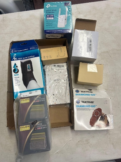 ankle stabilizer, business card holders, metal boot traction, wireless mouse, Wi-Fi extender,