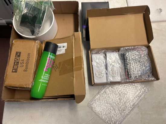 ceiling, fan device, phone accessories, shampoo, etc.