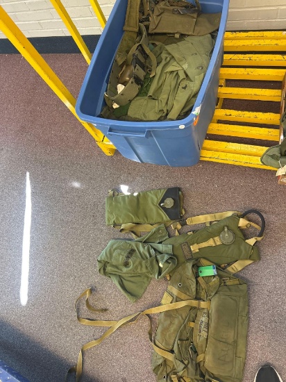 huge tote of military gear