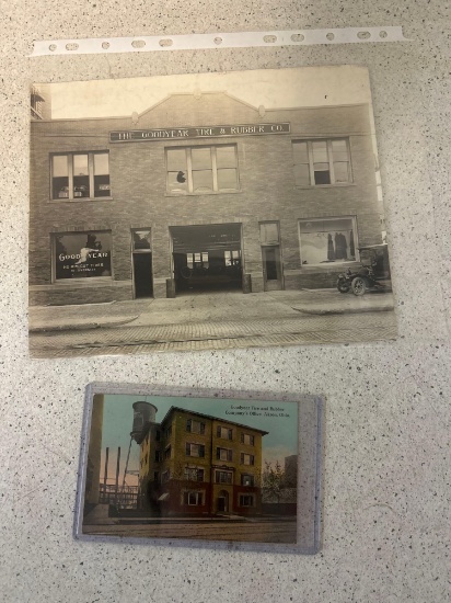 1913 Goodyear garage picture and Office postcard