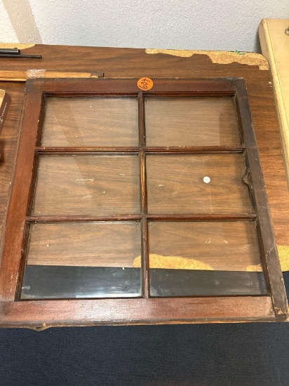 wood framed 6 pane window