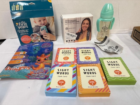 Baby items and flashcards