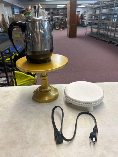 farberware percolator and cake stand